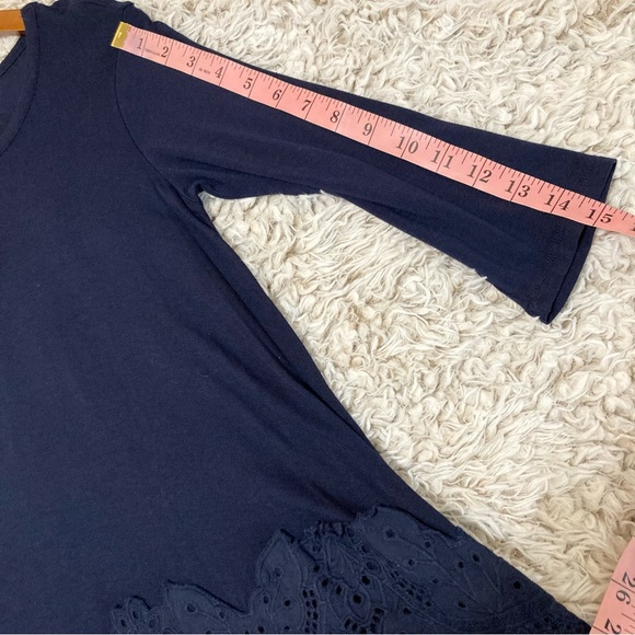 Pebble and Stone Navy Tunic Lace High Low Asymmetrical Top Size Small S - Picture 6 of 9